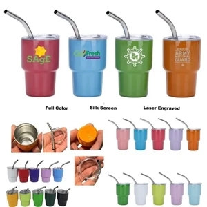 2 oz Mini Tumbler Stainless Wine cup With Straw