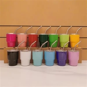 2 oz Mini Tumbler Stainless Wine cup With Straw