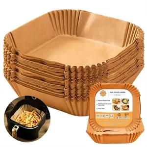 7.9" Square Air Fryer Disposable Paper Liners 125 Pcs/Box
