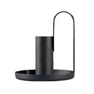 Black Wrought Iron Candle Base With Handle