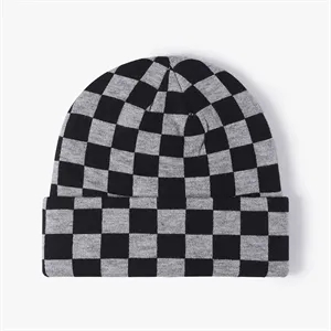 Checkered knit cap
