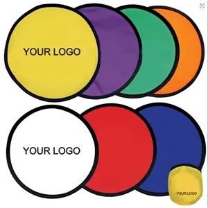Custom Round Foldable Flying  Frisbeed Fan w/ Pouch