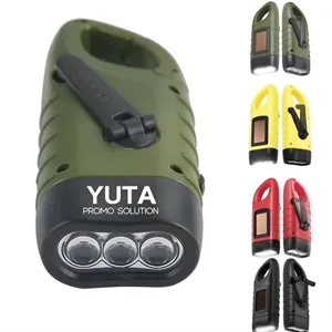 Emergency Hand Crank Solar Powered Rechargeable Flashlight