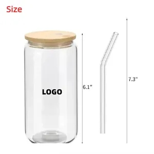Glass Cups With Bamboo Lids And Straws