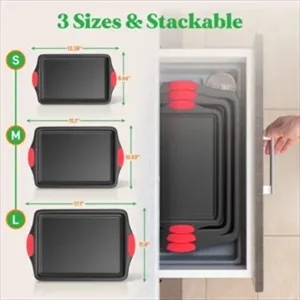Non-Stick Kitchen Oven Baking Pans 3 Piece Set