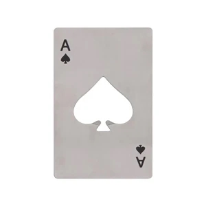 STAINLESS STEEL POKER SHAPE CREDIT CARD BOTTLE OPENER