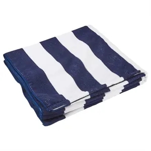 Striped Beach Towel with Mesh Tote Bag- Embroidery
