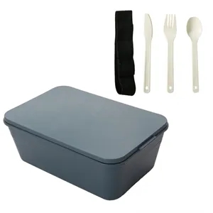 Wheat straw bento box with Knife, fork and spoon set