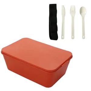 Wheat straw bento box with Knife, fork and spoon set