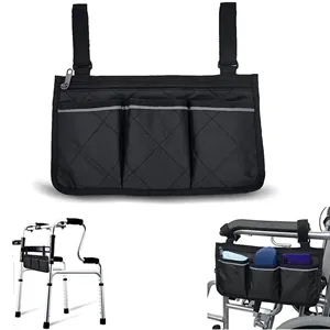 Wheelchair Armrest Side Bag with 3 Pockets