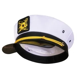 White Adjustable embroidered navy hat