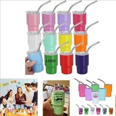 2 oz Mini Tumbler Stainless Wine cup With Straw