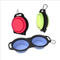 Collapsible Pet Double Bowls with Carabiner