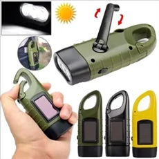 Emergency Hand Crank Solar Powered Rechargeable Flashlight