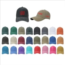 Washed Cotton Baseball Caps w/ Custom Embroidery Adjustable