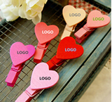 Wooden love heart shape small clips
